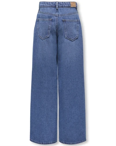 Kids Only - KOGHope Wide Uneven Jeans - Medium Blue Denim